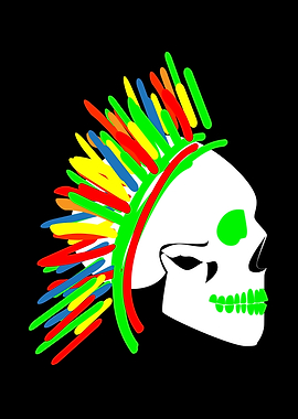 Punk skull with colorful M