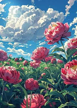 Peony Flowers Anime