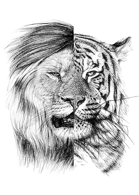 Lion tiger portrait