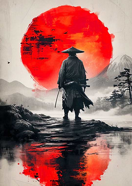 samurai red moon japan