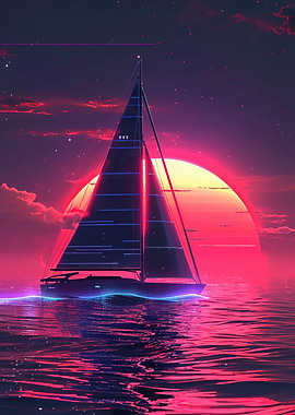 Sailboat Sunset Painting