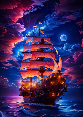 sailboat sunset painting