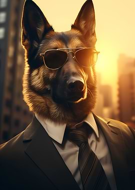 German Shepherd in Suit