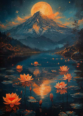 lotus moon landscape