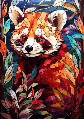 Red Panda Stained Glass