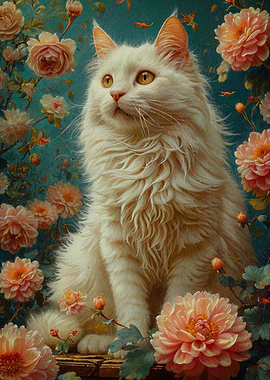 cat and flower
