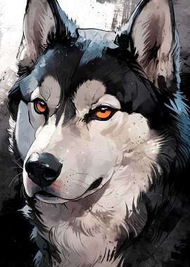 Husky Dog Frosty Gaze