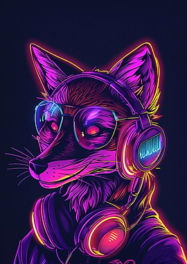Fox headphones neon