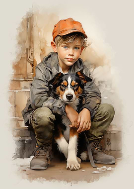 Little boy and dog
