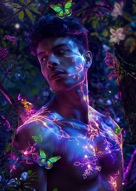 man in neon light