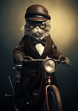 Funny Cat on a bicycle