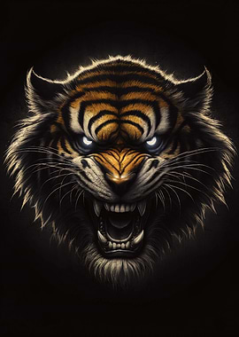 The tiger Angry crazy face