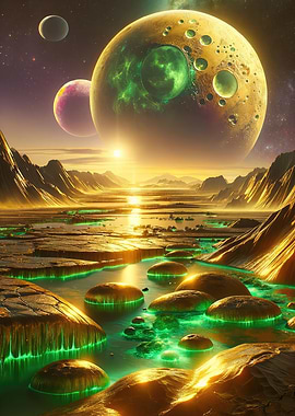 Fluid Gold Planet Space
