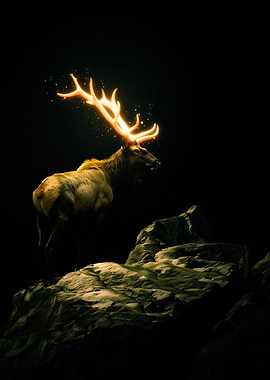 Elk with Glowing Antlers