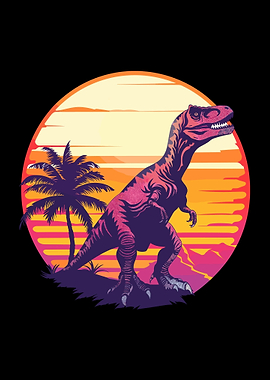 Retro Dinosaur Sunset