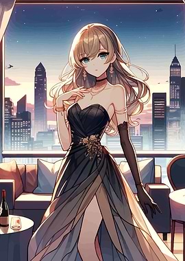 Stylish Anime Girl Gown