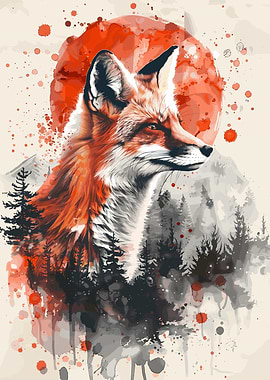 Fox Forest Watercolor
