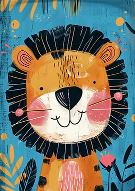 Whimsical Lion Nursery Art