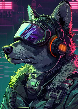 Wolf Cyberpunk Neon