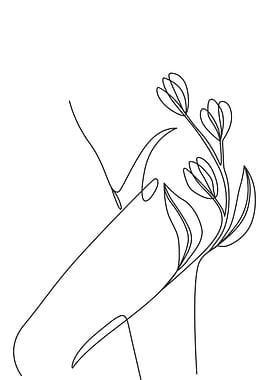 Floral Woman legs line art