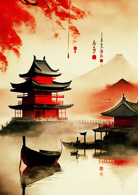 Vintage Castle Japan Art