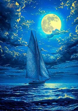 sailboat sunset painting