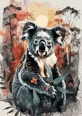 Koala Sunset Watercolor