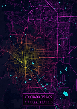 Colorado Springs Map Neon