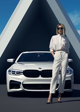 BMW M5 F90 car and girl