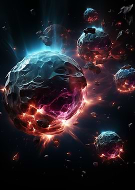 Violet blue asteroid rain