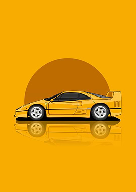 1989 ferrari f40 Yellow