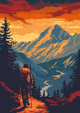 Retro Mountain Hiking
