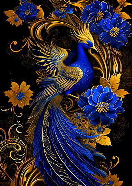 Abstract Peacock Kintsugi