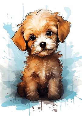 Cute Watercolor Maltipoo