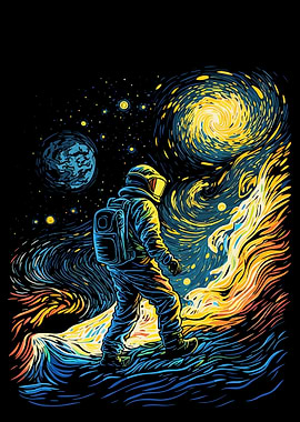 astronaut van gogh style