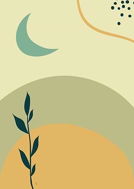 Tropical plant shapes moon