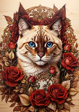 A Cat Enthroned in Roses