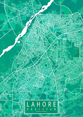 Lahore City Map Watercolor