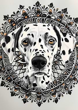 Mandala Dalmatian BW