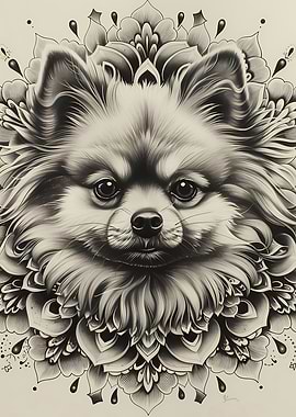 Mandala Pomeranian BW
