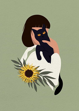 Girl holding a cat