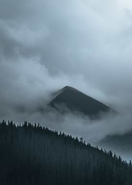 The mountain partially beh