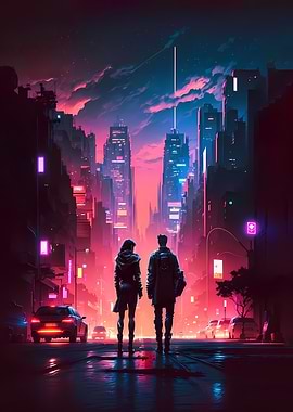 Neon Love City Street