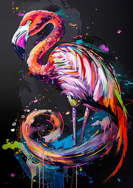 Flamingo Popart Painting