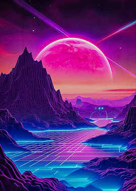 moon landscape magic retro