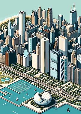 Chicago Cityscape Pixelize