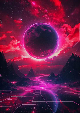 moon landscape magic retro