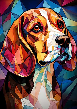 Beagle dogs stained glass