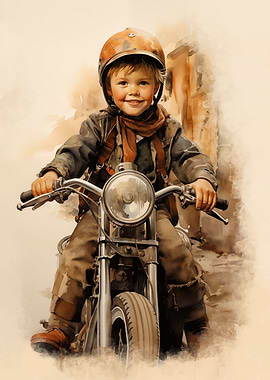 Vintage little boy and mor
