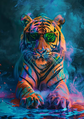 Tiger In Colorful Paint